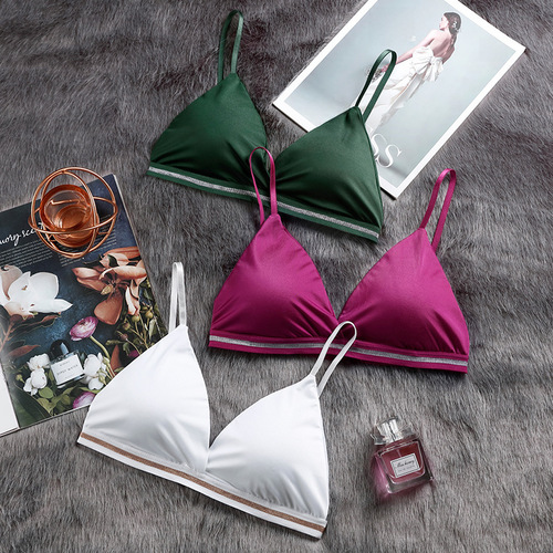 Light luxury version of ice silk breast-wrapped women's beautiful back underwear women's pure lust bra set bikini sexy butt-lifting women's underwear