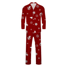 家庭配套圣诞睡衣套装衬衫长袖长裤可爱灯印花一家四口装亲子装