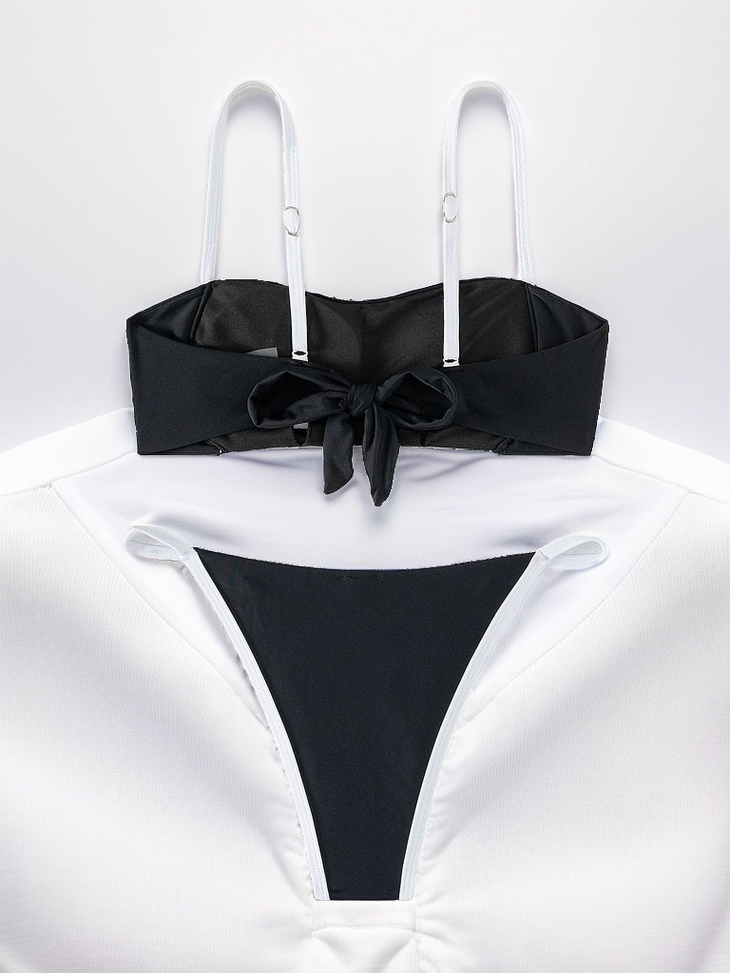 New Sexy Low Waisted Bikini Color Block Lace-Up Two Piece Swimsuit Women's Clothing_ecoleips.com