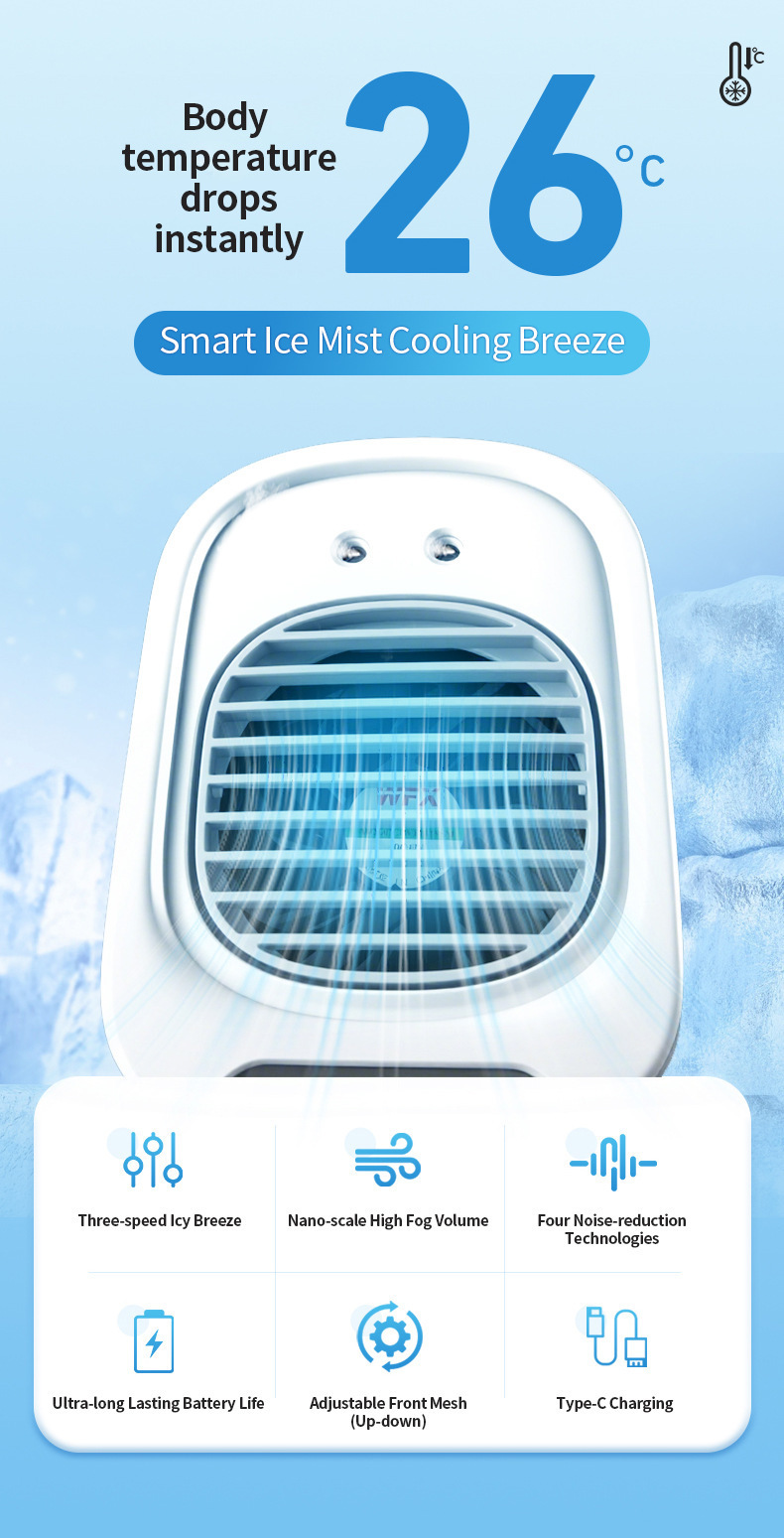 Portable Car Air Conditioner Spray Fan Usb Desktop Cooling Fan_voghion.com