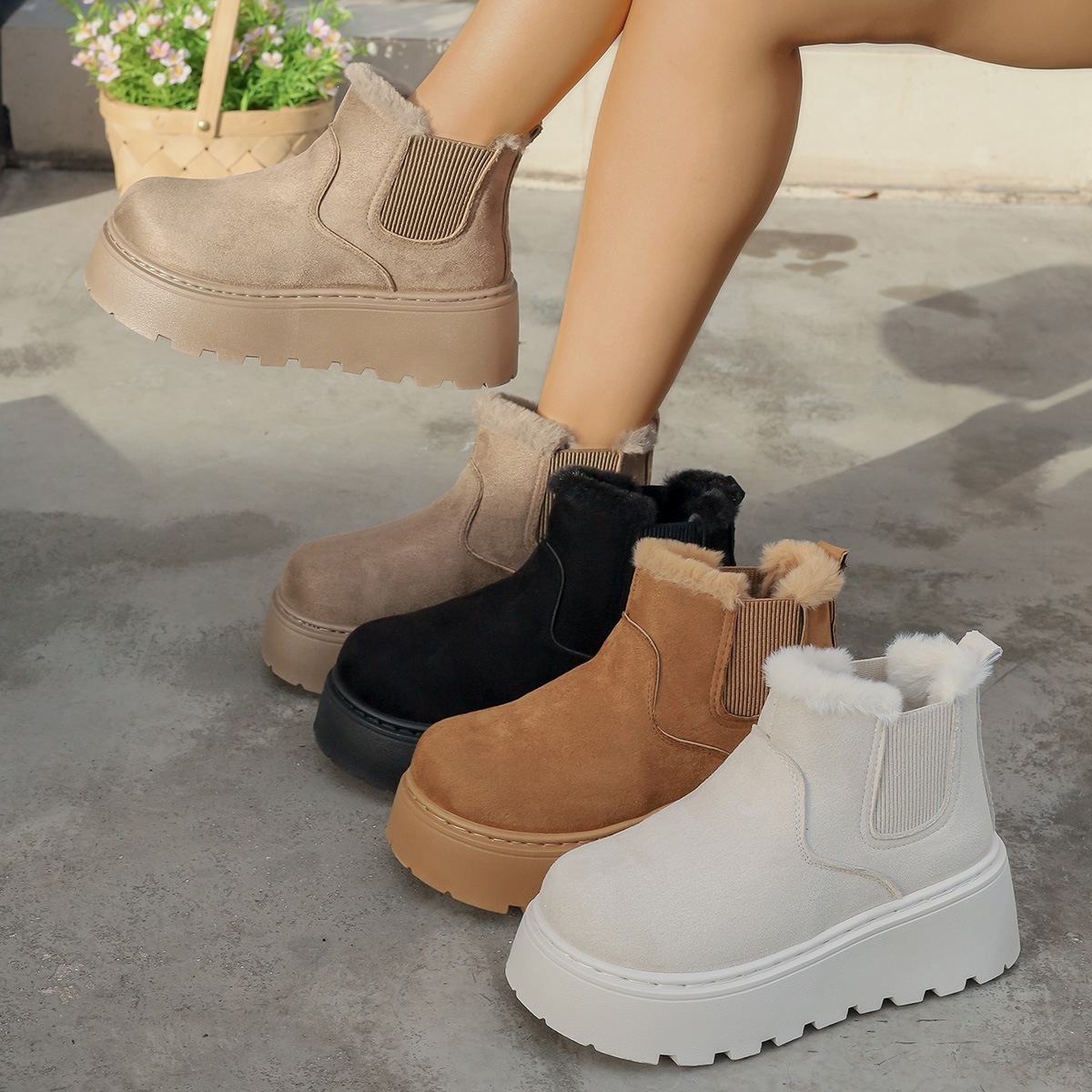 Women's thick-soled snow boots, 2026 new model, plush lined, thickened, warm boots, women's loafers, Northeast large cotton shoes wholesale
