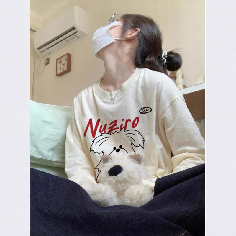 Plus-Size Pure Cotton Lazy Long-Sleeve T-Shirt for Women 2025 Spring Korean Style Loose Casual Versatile Base Shirt Top Plus-Size Pure Cotton Lazy Long-Sleeve T-Shirt for Women 2025 Spring Korean Style Loose Casual Versatile Base Shirt Top