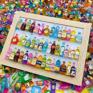 Resin Small Wine Bottle Mini Small Bottle Cartoon Cola Drink Bottle Food Toy DIY Material Accessories Small Ornaments