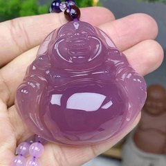 【最初の直降】帝王紫紫ローラン大仏公玉髄ペンダント瑪瑙ネックレス立体厚装大腹仏
