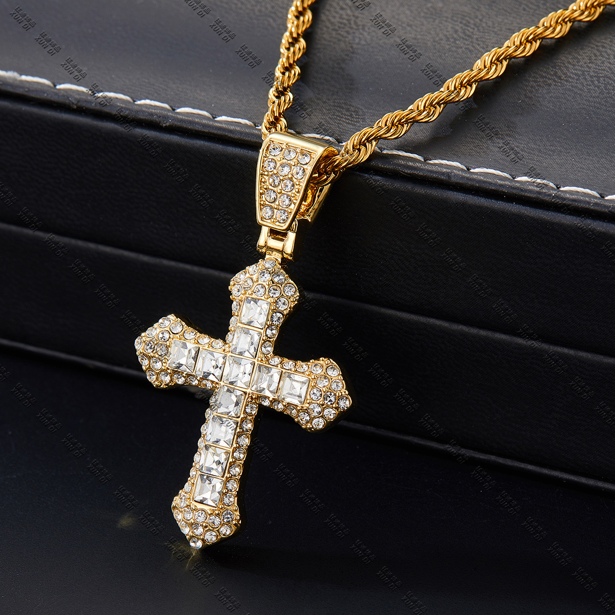 Hip Hop Traverser Acier Inoxydable Alliage Placage Incruster Strass Hommes Pendentif display picture 3