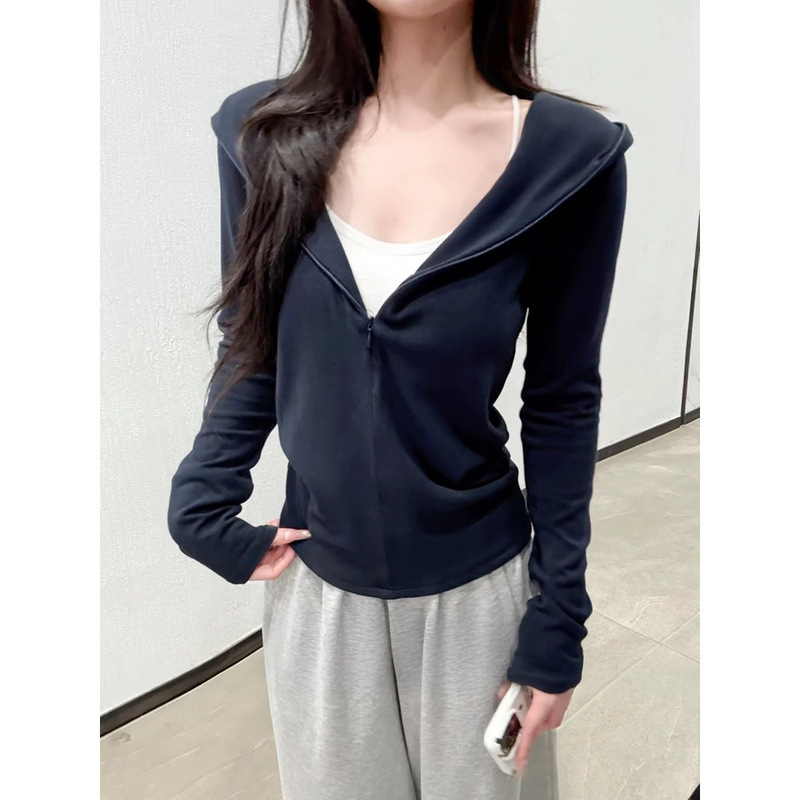 Amazon Korean-Style Casual Versatile Hooded Sweatshirt Jacket for Women, New Autumn Model with Invisible Zipper, Stretchy Slim-Fit Top Amazon Korean-Style Casual Versatile Hooded Sweatshirt Jacket for Women, New Autumn Model with Invisible Zipper, Stretchy Slim-Fit Top
