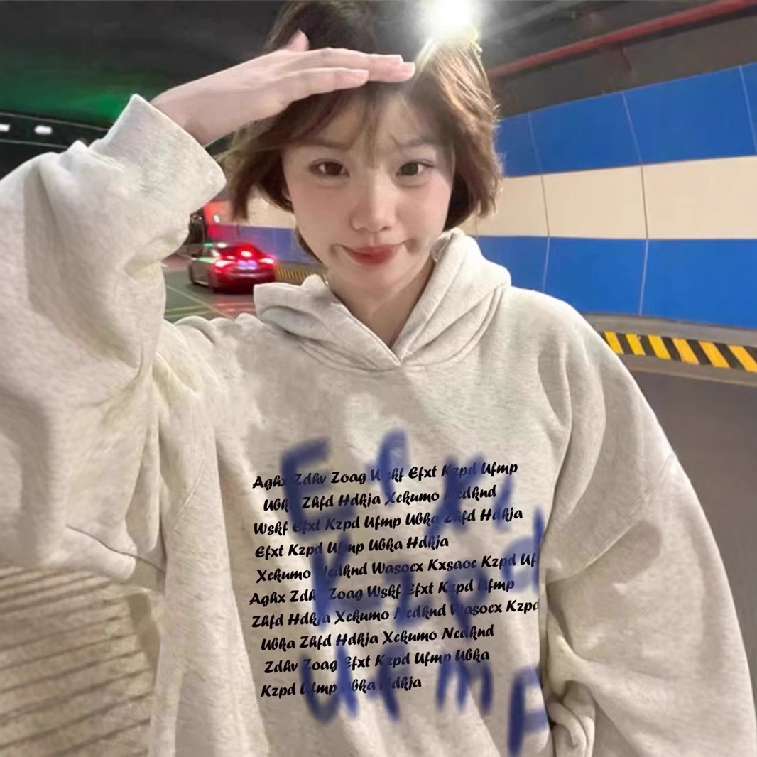 가을과 겨울 후드 기모 두꺼운 스웨터 여성의 2024 새로운 폭발 무거운면 실버 여우 벨벳 그레이 아메리칸 루즈