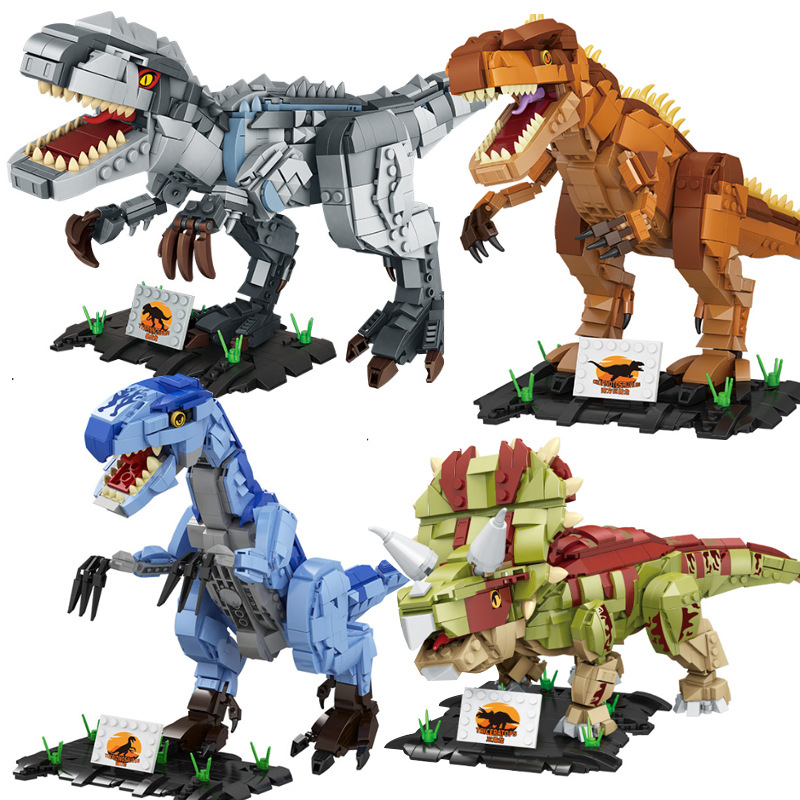 Naranja cuadrada FC6252 Jurassic Tyrannosaurus Tyrannosaurus niño granular pequeño ensamblaje juguetes de bloques de dinosaurio