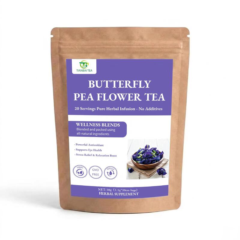 Butterfly Pea Flower Tea is a hot-selling cross-border product, 30g 20-pack blue butterfly pea flower tea bags