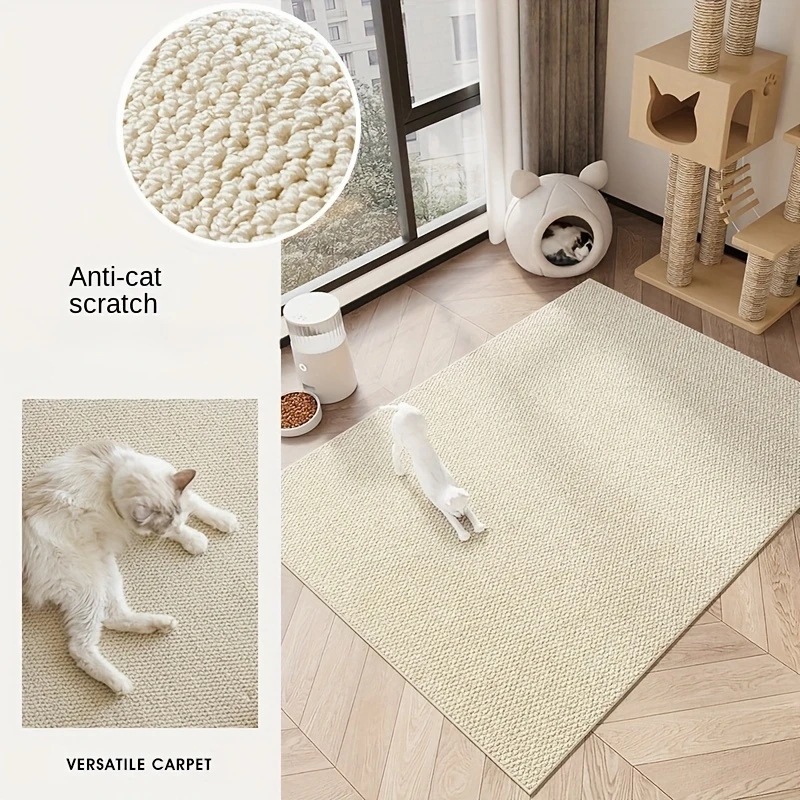 simple color sólido imitación de seda interior y exterior puerta resistente a la suciedad resistente al desgaste almohadilla de suelo para mascotas domésticas para gatos agarrar almohadilla de alimentación image 4