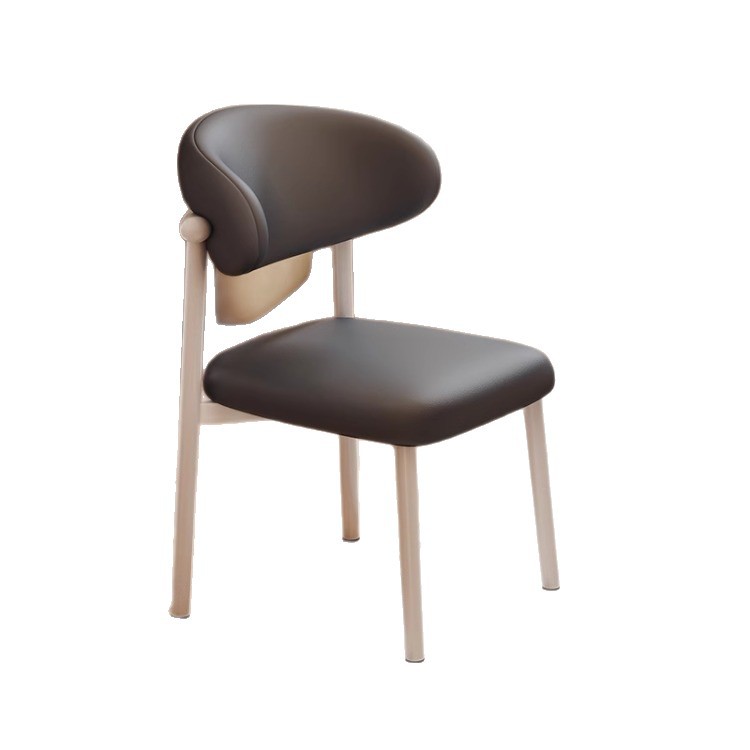 Silla de comedor de lujo con marco de metal, diseño ligero para hogar o restaurante, estilo moderno y cómodo