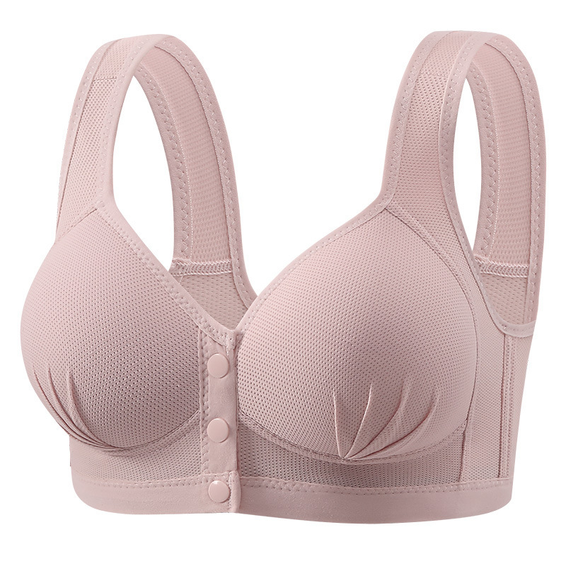 Self-produced and sold middle-aged and elderly mother's plus size underwear thin mesh large chest small front buckle vest nursing underwear