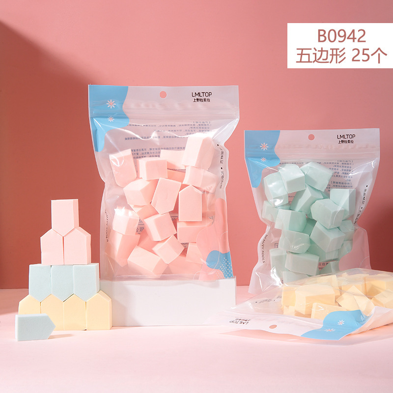 LMLTOP hidrófilo remojo de agua gran soplo de polvo redondo galería de fotos en forma de diamante maquillador colección de bolsas de soplo de maquillaje