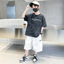男童夏装大童套装夏款2025新款儿童夏季短袖运动男孩潮酷帅气时髦