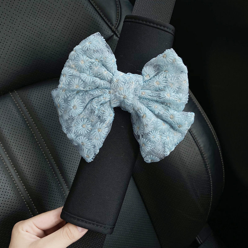 Summer Car Seat Belt Shoulder Cover Cute Goddess Bow Extended Anti-strangle Pair Internet Celebrity Car Interior Accessories