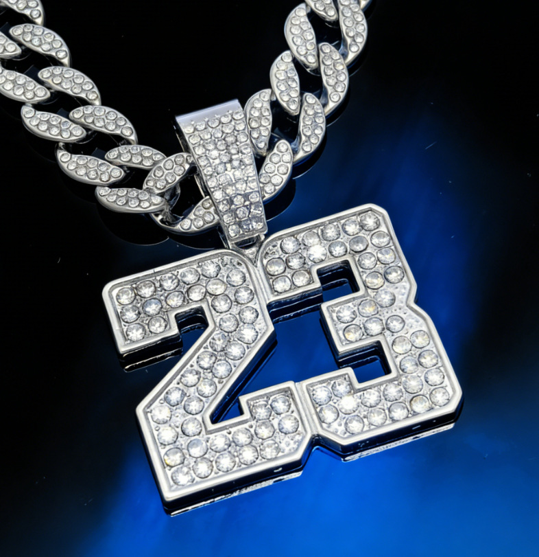 Collar de hip-hop europeo y americano, collar de diamantes de Cuba exagerado, 23 gráficos collares de diamantes al por mayor
