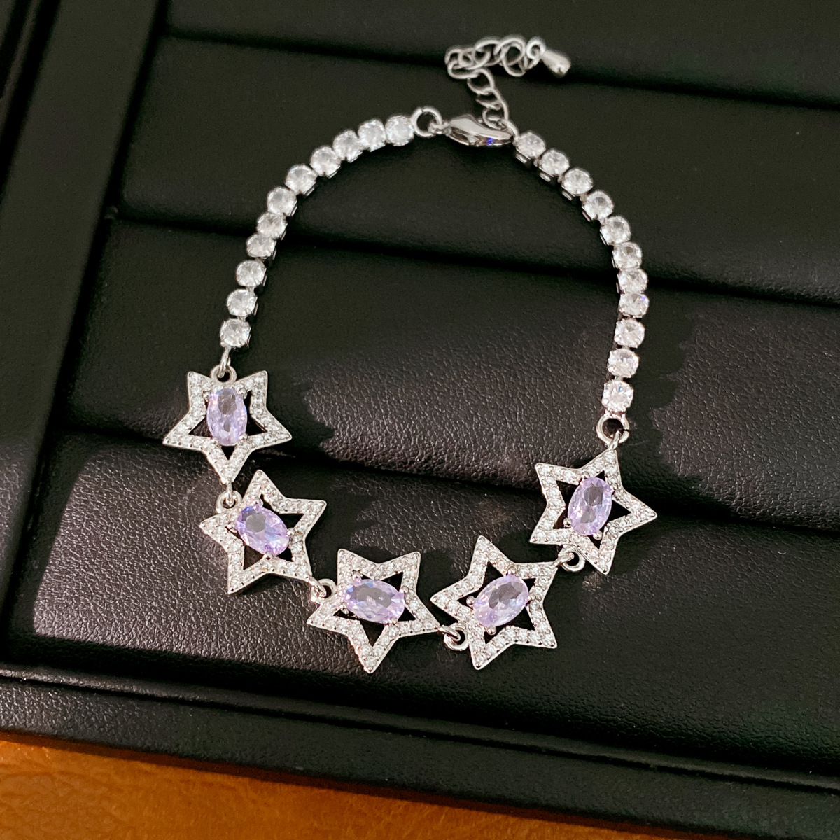 Zircon oval hueco pulsera estrella ligera de lujo nicho de alta sensación pulsera temperamento exquisito joyería de moda versátil image 12