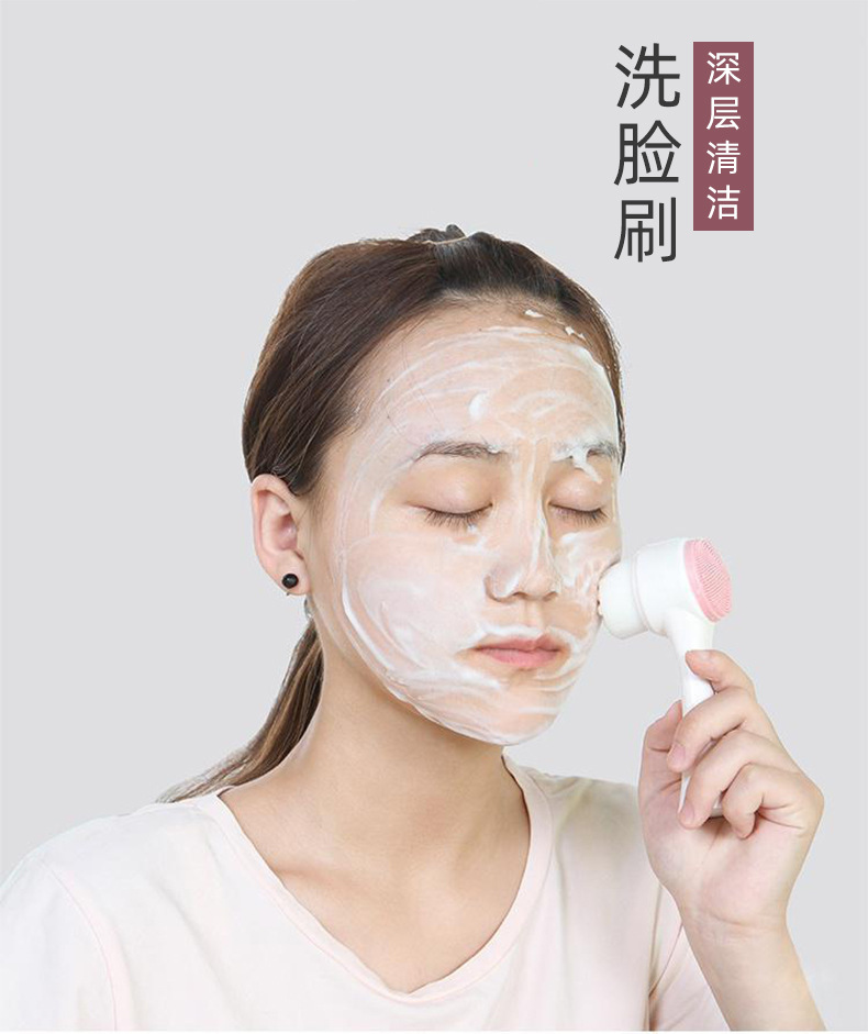 Wholesale manual facial cleansing brushes, silicone soft bristle cleansing brushes, 3D double-sided facial cleansing devices, pore cleaning and makeup removal brushes in stock full figure
