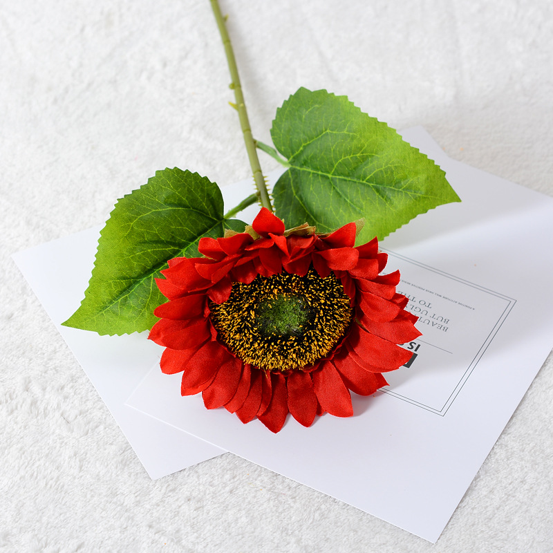 Solo girasol artificial flor artificial al por mayor sala de estar decoración hogar Decoración de la boda al aire libre falsos accesorios de flores