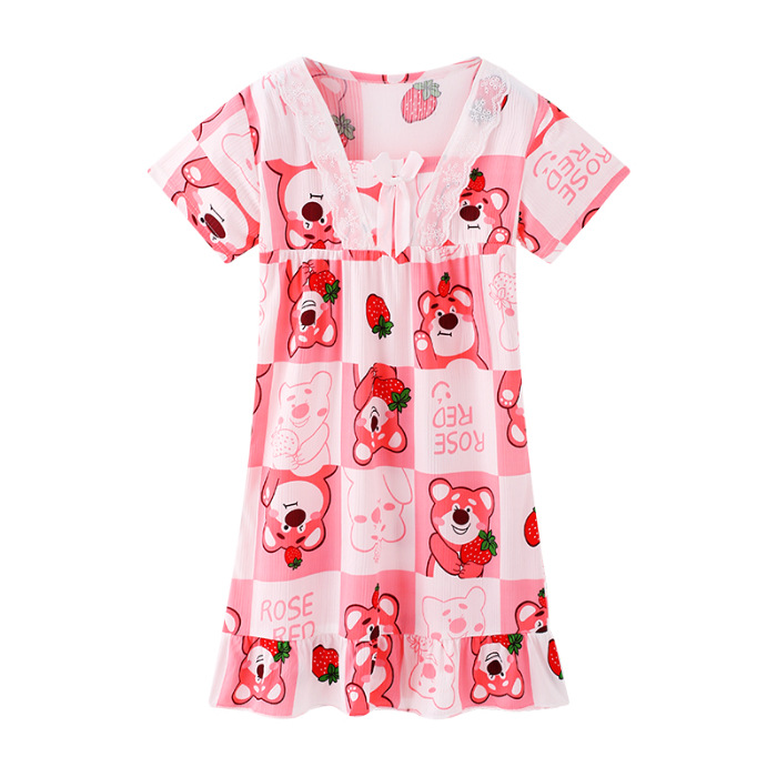 Pijama infantil princesa viento de verano nuevo pijama de niña manga corta Melody vestido de dibujos animados ropa para el hogar