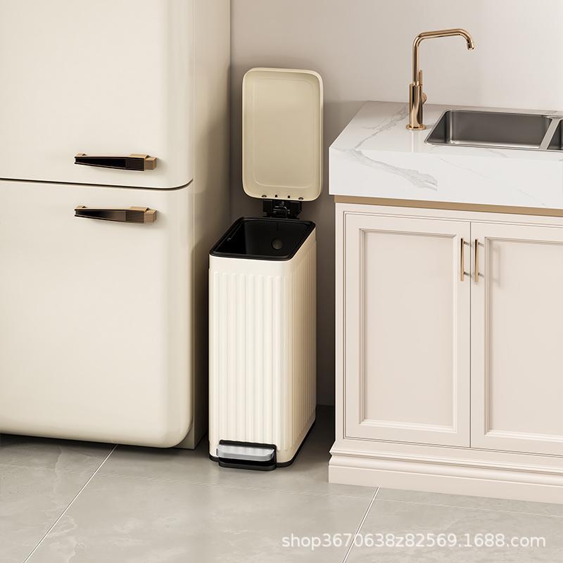 15L Rectangular Sandwich Stainless Steel Trash Can Modern Simple Pedal Silent Living Room Room Office Wastebasket