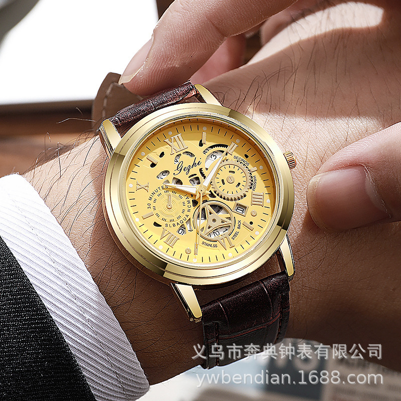 2026 Quartz Movement Hollow Design Luminous Men's Brand Watch, Cool High-End Watch, Luminous Waterproof Men's Watch