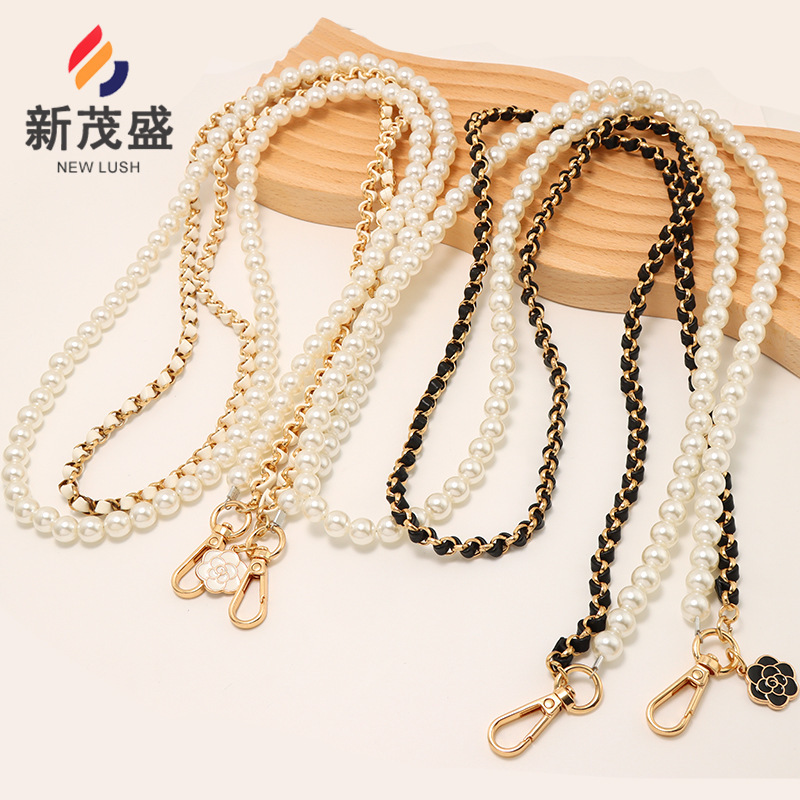 Xiaoxiangfeng パール延長チェーン椿携帯電話ストラップ携帯電話ストラップバッグハンドヘルドレザーショートバッグチェーン|undefined