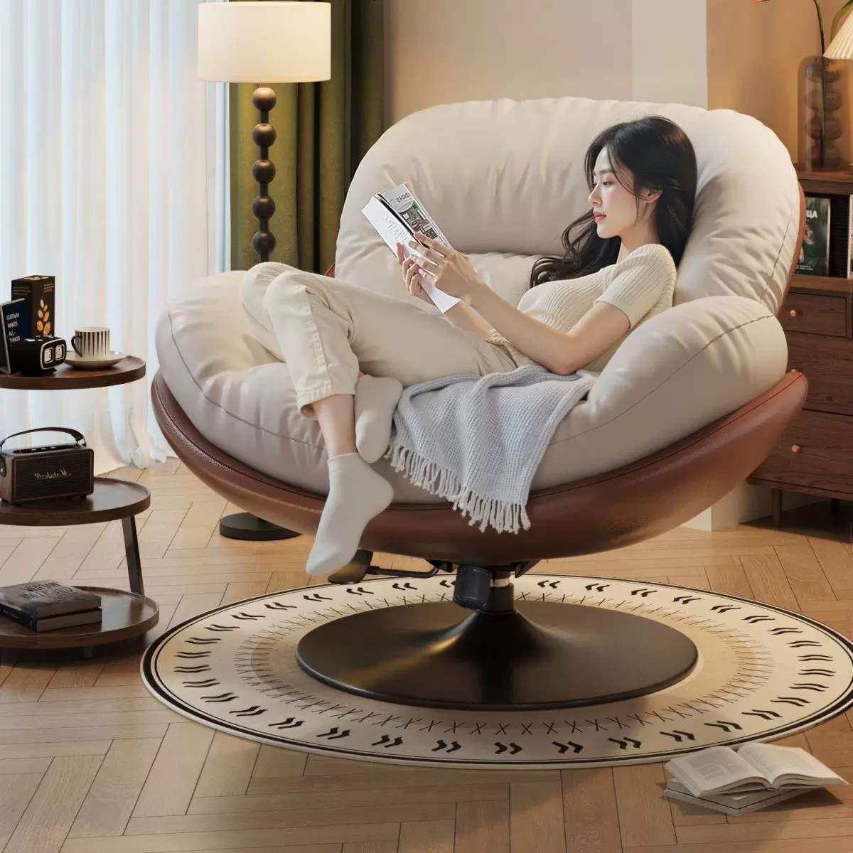 旋转蛋壳椅懒人沙发可躺可睡摇椅单人沙发阳台躺椅客厅窝窝休闲椅