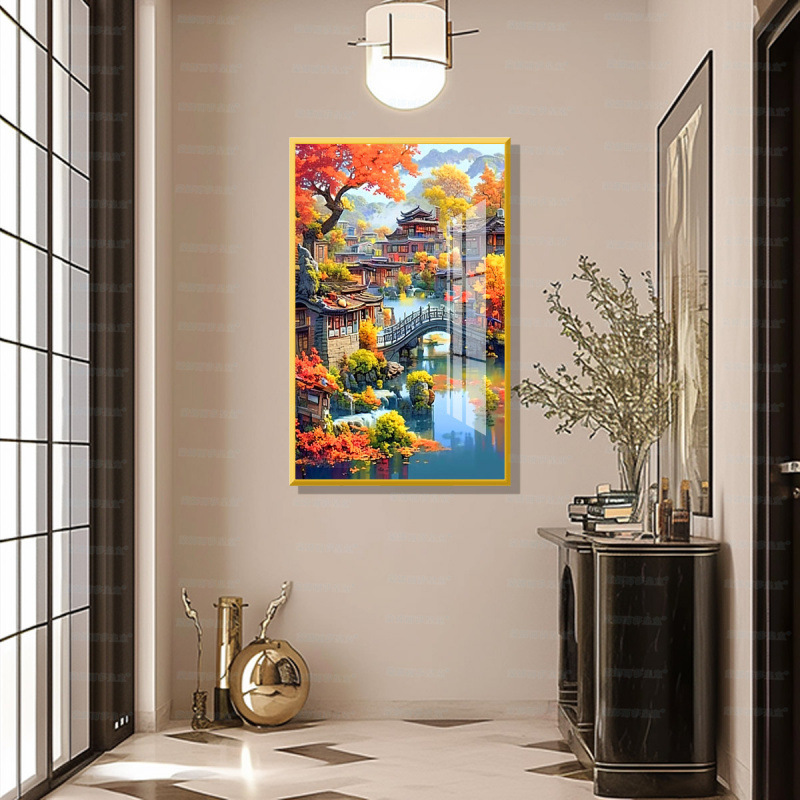 [Algodón importado] Mona Lisa Real Bordado a mano cuatro estaciones de otoño nuevo paisaje simple bordado a mano chino image 4