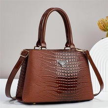 跨境热销大容量手提包鳄鱼纹潮流斜挎包双口袋女士包时尚洋气女包