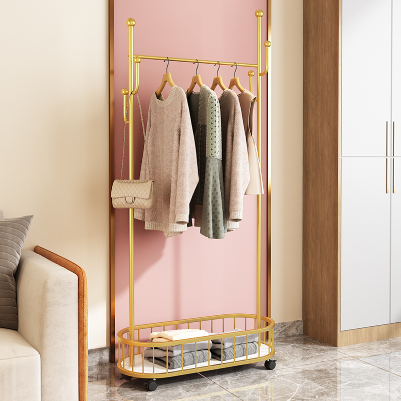Clothes Rack Floor-Standing Bedroom Clothes Hanger Removable Wheeled Home Living Room Popular Accessible Luxury Clothes Drying Rack Coat Rack Storage
