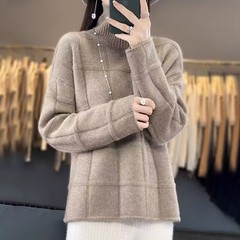 毛衣秋冬季新款女装高领套头女宽松慵懒风设计感长袖针织衫上衣