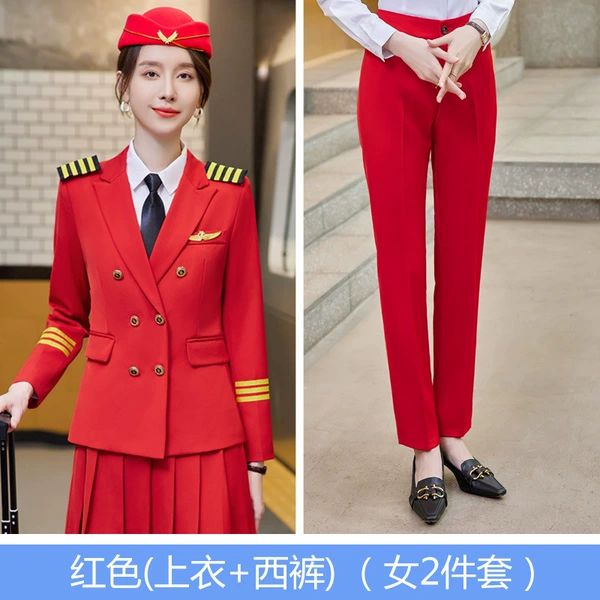 Red classic suit jacket, trousers