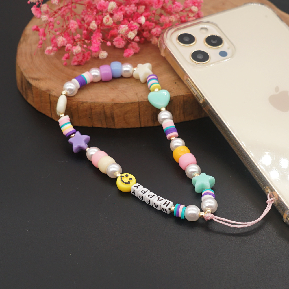 Mode Macaron Farbe Nachahmung Perle Herz Yake Perlen Liebe Handy display picture 4