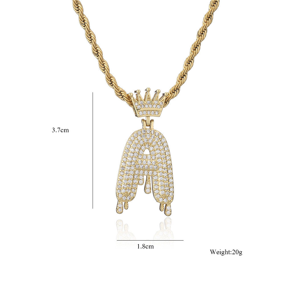 Fashion Crown Water Drop Letter Copper Inlaid Zircon Necklace Wholesale display picture 22