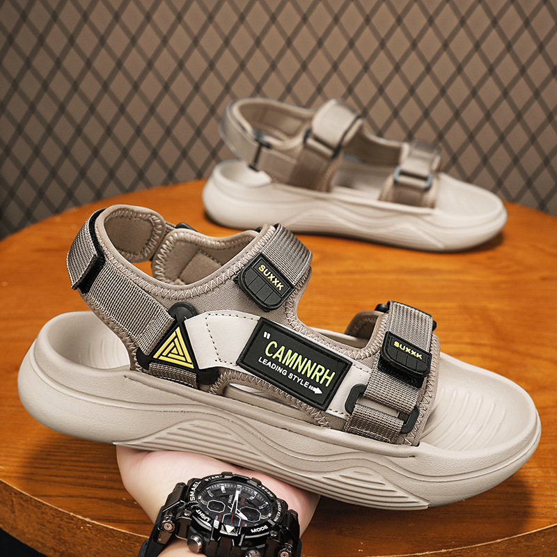 Una pieza de sandalias de cabello para hombre, uso exterior de verano, conducción casual antideslizante, plataforma deportiva, zapatos de playa vietnamitas para jóvenes