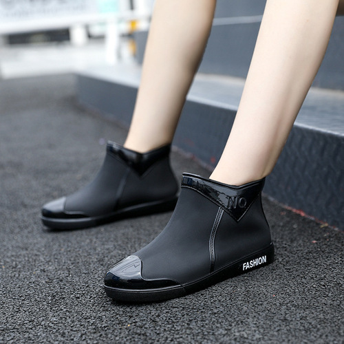 Korean Fashion Waterproof Shoes Women Rain Boots Short Leg Open Top Wear Kitchen Work Rubber Shoes Covers Summer Women's Item Dropshipping