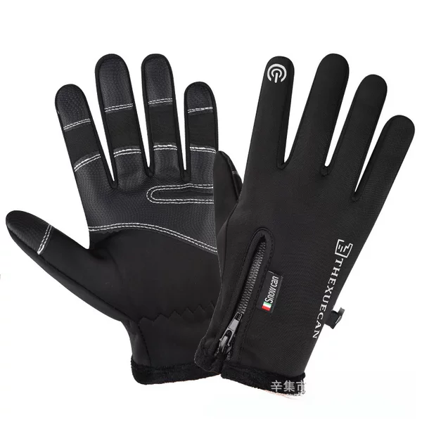 Outdoor Sports Riding Gloves Men's Winter All-finger Touch Screen Women's Non-slip Mountaineering Fleece-lined Warm Waterproof Ski Gloves