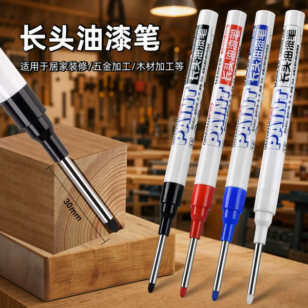 Jinwannian 0977 Long Tip 30mm Water-based Paint Pen Industrial Pen Single Tip for Marking Deep Holes 1.0mm Tip
