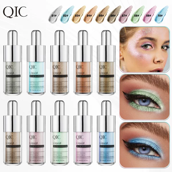 QIC Cross-Border Ten-Color Diamond Pearl Liquid Eyeshadow Shimmering Radiant Highlight Eyeshadow Matte Liquid Eyeshadow