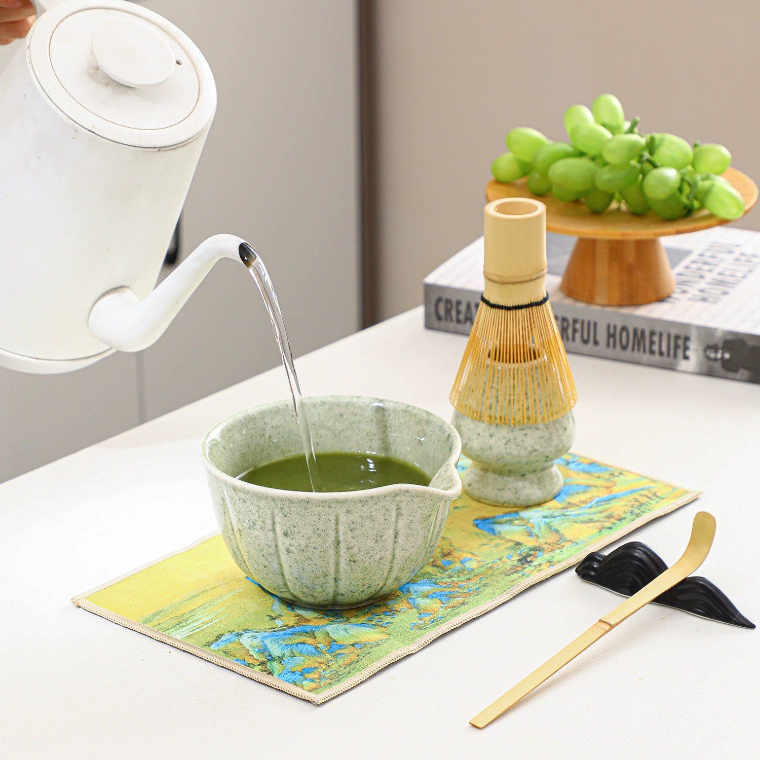 Matcha, set, tea cup, cigarette holder, (Cross-border trading)