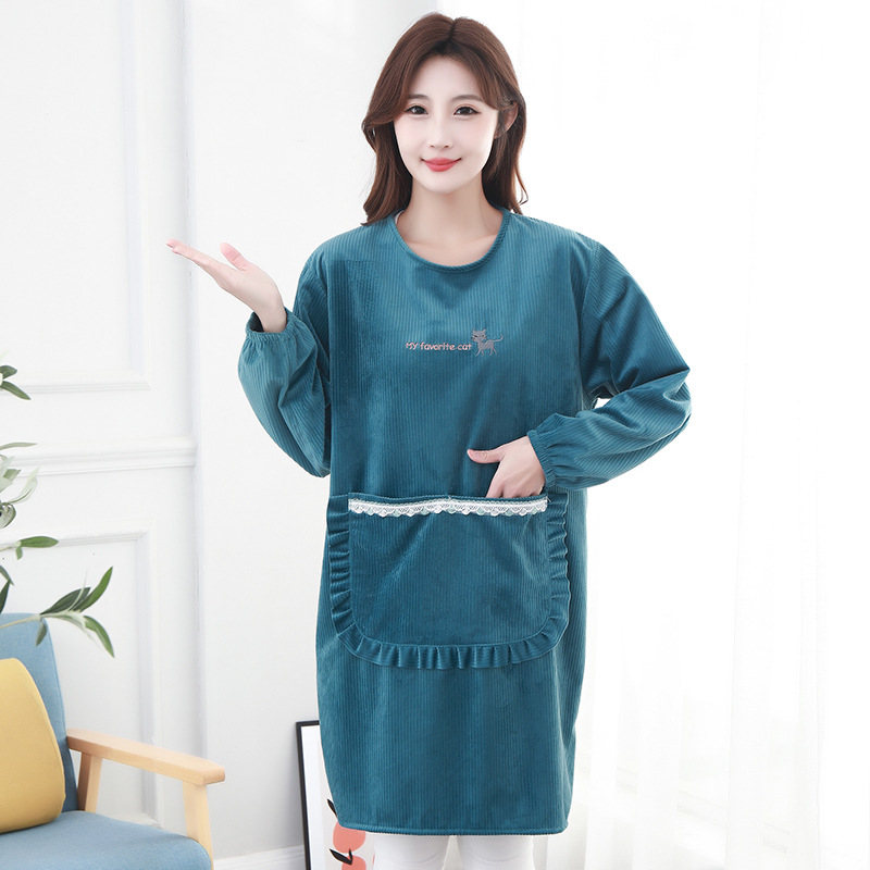 Abrigas largas y delantal de terciopelo grueso para cocina delantal de cocina delantal de manga larga delantal delantal especial a prueba de aceite