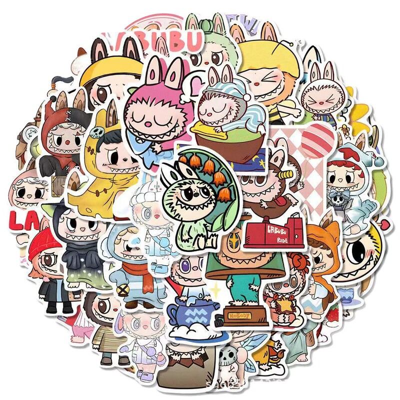 80 枚のラブブ 2D 漫画ステッカー、クリエイティブでかわいいラブブ周辺 DIY ハンドブックステッカー、防水|undefined
