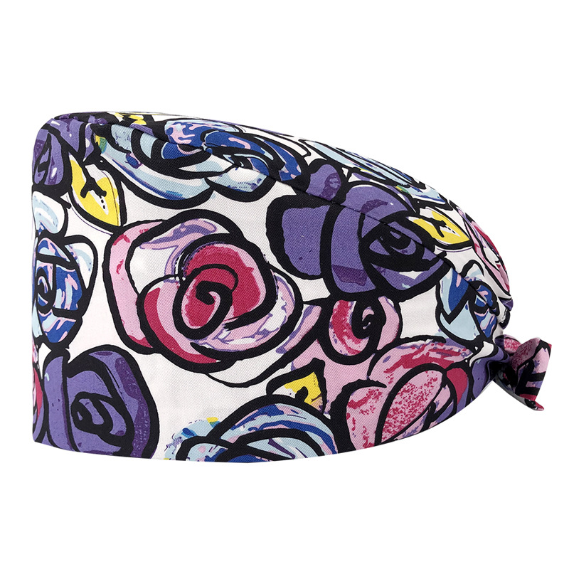 Sombrero de flores de algodón con estampado de dibujos animados, toalla absorbente para el sudor, sombrero de estudio médico, sombrero de enfermera UCI, envío directo de AliExpress