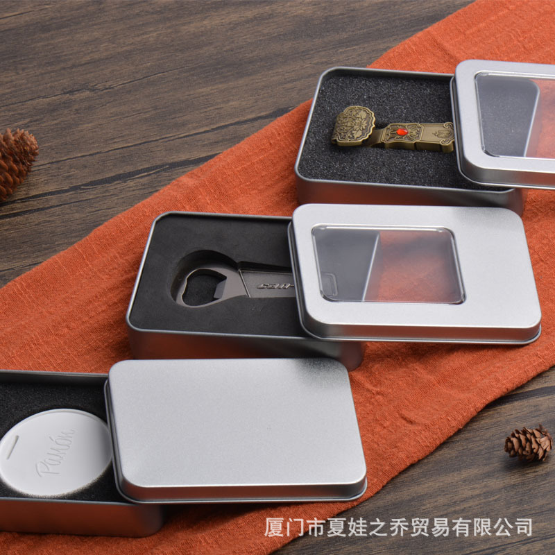 马口铁开窗小铁盒方形U盘包装礼盒定制1158522电子产品收纳铁盒