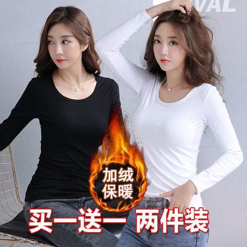 Женская бархатная рубашка, осенне-зимняя универсальная тонкая черная футболка с длинными рукавами и глубоким вырезом, облегающий термотоп большого размера.