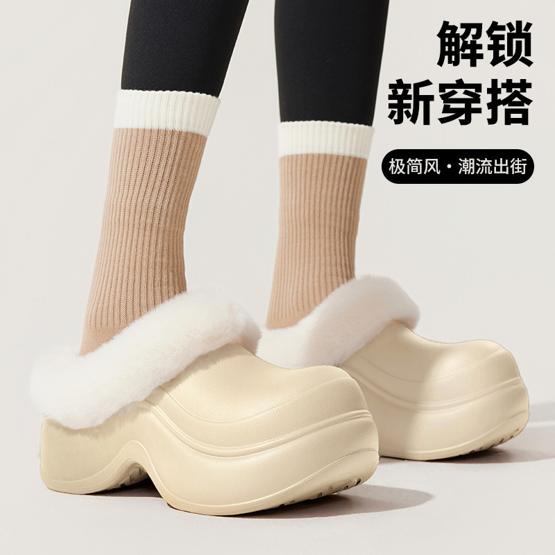 2025新款包头拖鞋女外穿厚底增高防滑居家拖鞋女室内休闲保暖棉拖|undefined