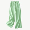 Fitted trousers, cotton and linen, loose straight fit