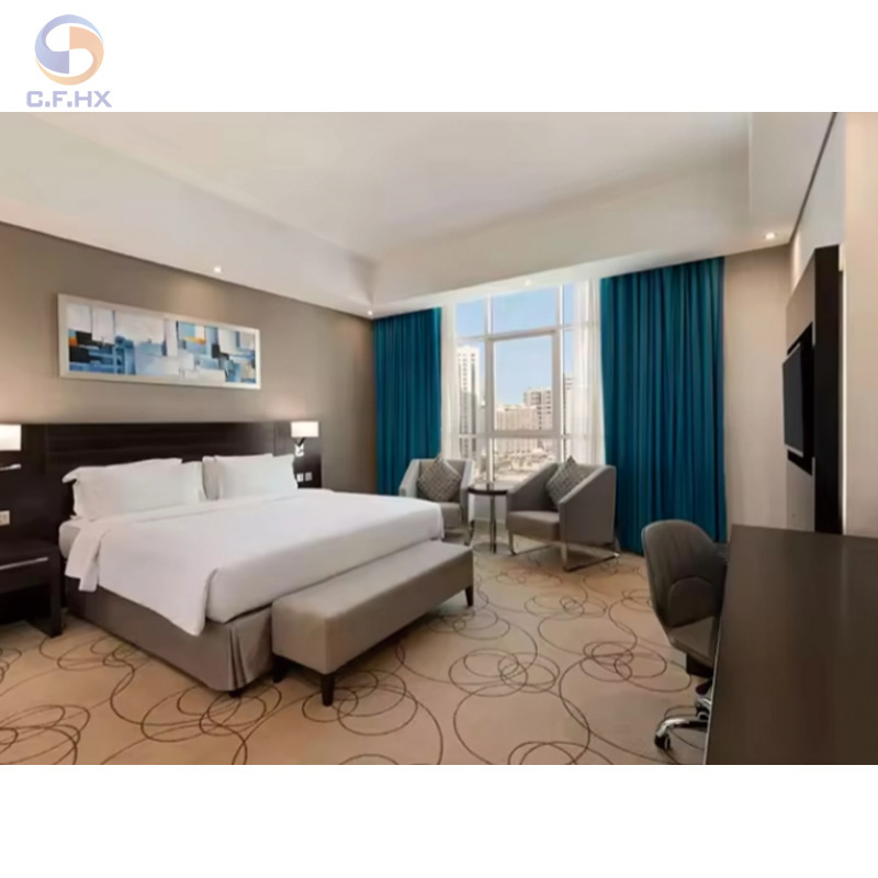 Ramada Room Furniture Supporting Modern Bedroom King Bed Four-Star Hotel Fire Hpl Paint-Free Board Furniture