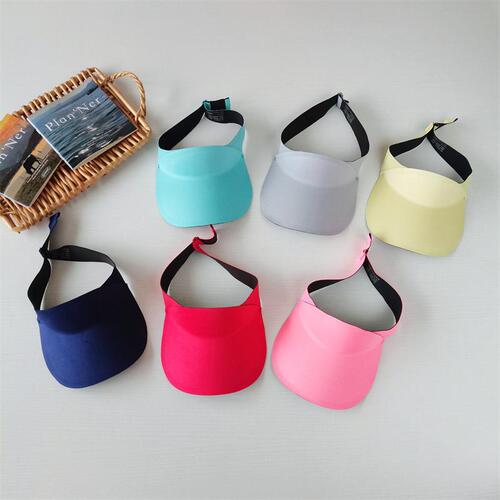Children's summer sun-protective hat, unisex sports tennis one-piece lightweight visor cap, cream-colored parent-child sunshade baseball cap